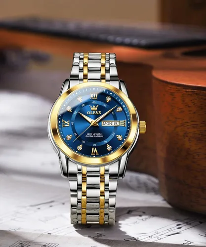 Vista 8 de OLEVS Luxury Gold (Silver) Watches for Men,Men's Stainless Steel Watch with Date,Men's Wrist Watches Waterproof,Classic Dress Watch for Men