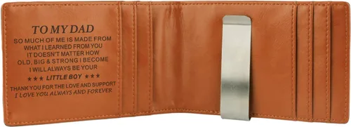Vista 2 de Cartera de cuero personalizada con clip para dinero, regalos perfectos para hombres, regalos para marido, regalos para hijo, regalos para papá