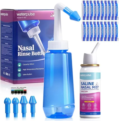Vista 7 de Waterpulse Neti Pot - Enjuague sinusal, 10.1 fl oz de irrigación nasal con termómetro adhesivo, sin BPA para adultos y niños (10.1 fl oz)