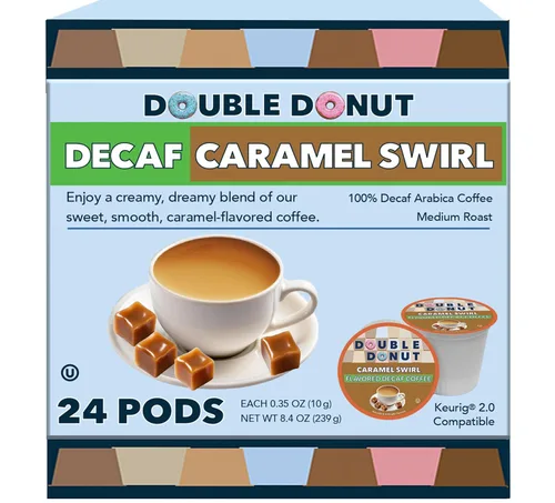 Vista 11 de Double Donut Coffee Cápsulas de café tostado oscuro descafeinado, café de mezcla extra atrevida, café de una sola porción para máquinas Keurig K