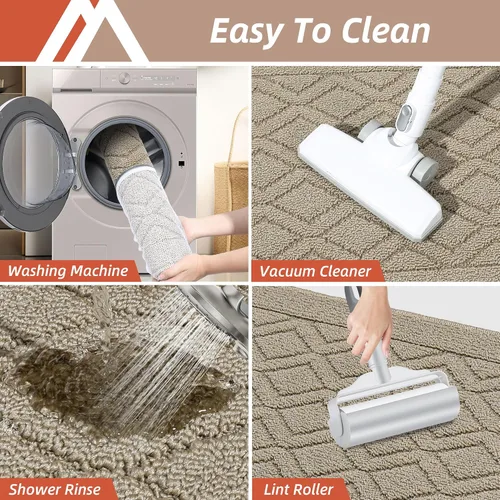Vista 6 de COSY HOMEER Tapete de cocina antideslizantes, absorbentes para el piso, alfombra de cocina lavable, tapete de pie para fregadero, alfombra de Beige