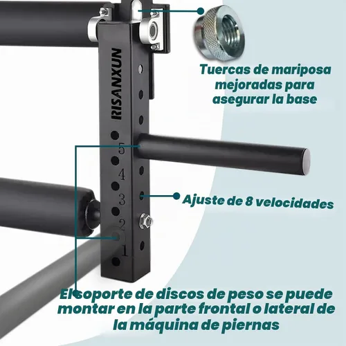 Vista 2 de Extensión de piernas ajustable y accesorio para máquina de sentadillas - Carga máxima de 600 libras