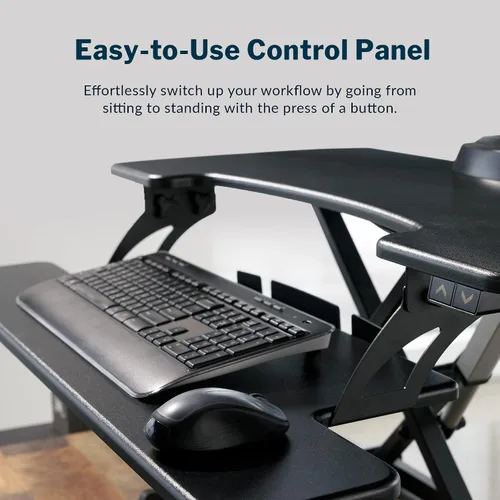 Vista 7 de Vari Varidesk Pro Plus 36 - Convertidor eléctrico de escritorio de pie, 11 ajustes de altura + elevación de resorte, diseño de 2 niveles, bandeja