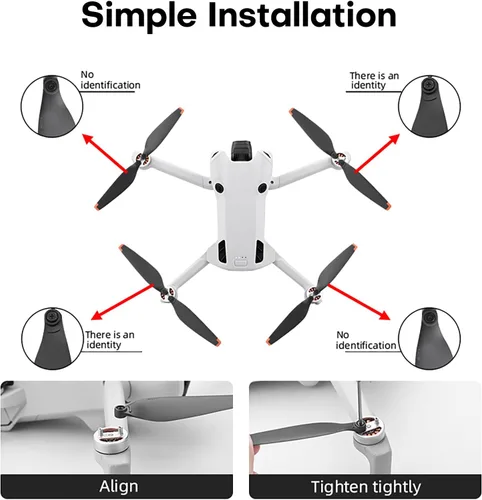 Vista 5 de 16 hélices para DJI Mini 4 Pro y Mini 3 Pro, cuchillas de liberación rápida 16 piezas