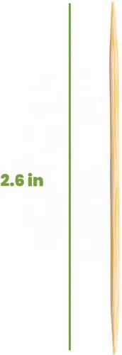 Vista 2 de Comfy Package [1500 unidades] Palillos de dientes de bambú de madera, palillos redondos de doble punta de madera, palillos de dientes