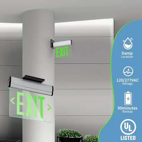 Vista 3 de CM MZY Señales de salida verdes para negocios, señal de salida LED de doble