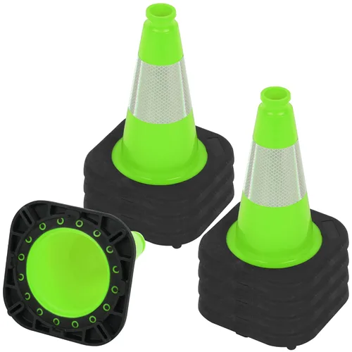 Vista 51 de OrangeStar 6 Pack 36" Conos de seguridad de tráfico, conos de estacionamiento verdes con collar reflectante, conos de construcción con base