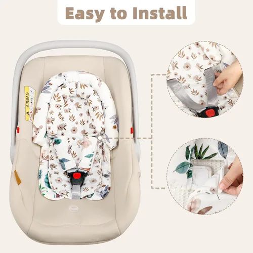 Vista 6 de Inserto de asiento de automóvil infantil 2 en 1, inserto mejorado para asiento de automóvil recién nacido, transpirable y suave, soporte