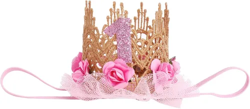 Vista 6 de ODASDO Conjunto de 3 piezas de traje de primer cumpleaños para niña con estampado de flores, de algodón, falda tutú, corona y diadema