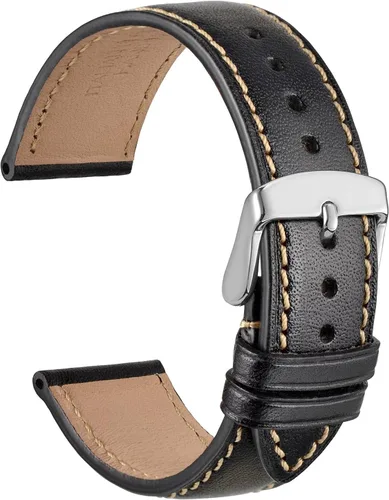 Vista 11 de WOCCI Correa de reloj de lujo de 0.709 in, correa de cuero italiano con hebilla dorada (negro)