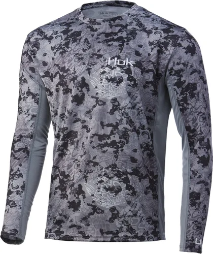 Vista 21 de HUK Camisa de manga larga Icon X para hombre, camisa de pesca de alto rendimiento Azul celeste