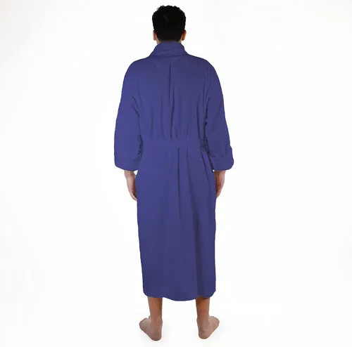 Vista 4 de Superior Traditional Premium Turkish Cotton Lightweight Long Bathrobe with Pockets Bath Robes, Men's Small-Medium, Navy Blue