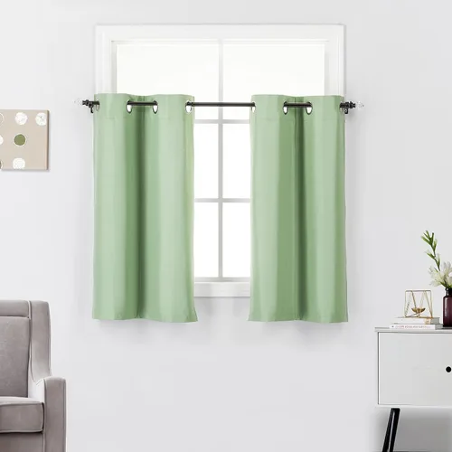 Vista 18 de Diamond Home Linens 2 paneles de cortinas opacas cortas con aislamiento térmico de 24 pulgadas de largo para oscurecer la habitación de la cocina