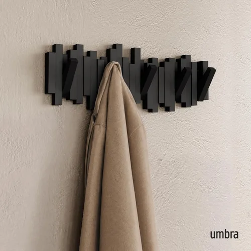 Vista 2 de Perchero de pared de barras con cinco ganchos de Umbra
