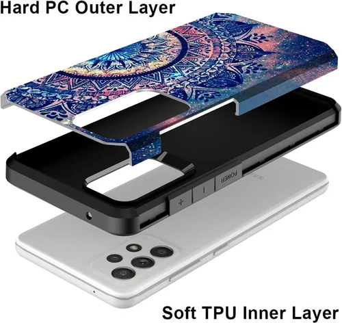 Vista 4 de Funda compatible con Samsung Galaxy A52, delgada, híbrida, a prueba de golpes, cubierta dura, a la moda, colorida, funda para Samsung Galaxy A52 4G