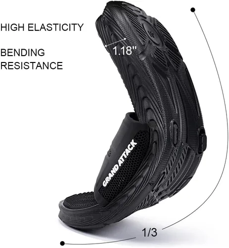 Vista 4 de Grand Attack Sandalias para hombre con cojín suave, sandalias atléticas de punta abierta planas antideslizantes para hombre, para playa, deportes