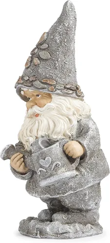 Vista 3 de Roman Giftware Inc., colección Pudgy Pals, gnomo de guijarro con estatua de hervidor, 14 pulgadas de alto, decorativo, regalo de jardín, decoración