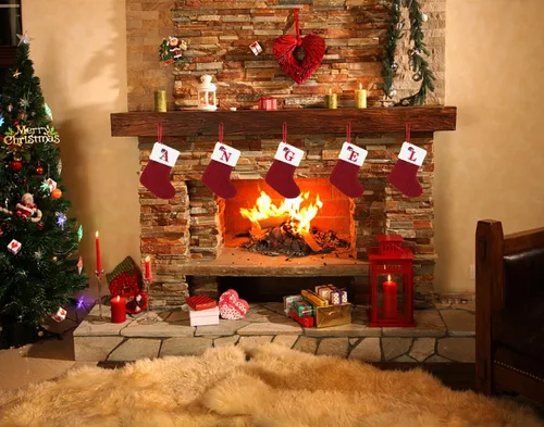 Vista 5 de Threetols Medias de Navidad con inicial, letra pequeña bordada de punto, medias de Navidad rojas y blancas, letras de monograma, para colgar, medias