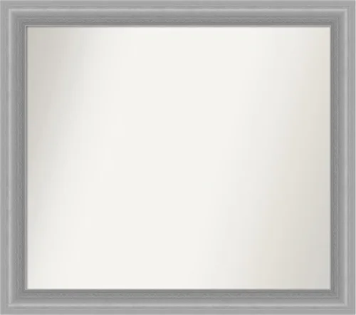 Vista 302 de Amanti Art Espejo de baño plateado para sobre el fregadero, 24 x 24 pulgadas, espejo cuadrado de peltre forjado a medida, marco de madera casual