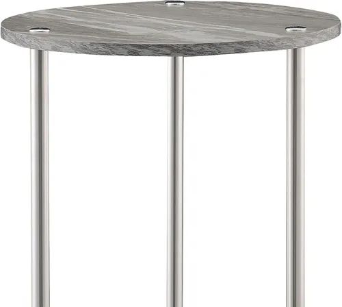 Vista 5 de Convenience Concepts Designs2Go No Tools - Mesa auxiliar redonda de 2 niveles, mármol gris sintético/cromo