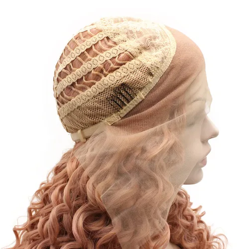 Vista 11 de Mxangel - Peluca de cabello sintético largo y rizado con encaje frontal, color morado, resistente al calor, para fiesta de cosplay