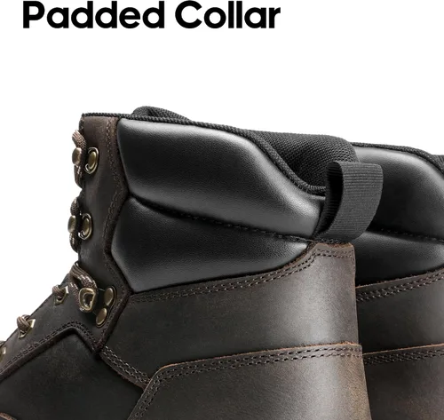 Vista 5 de NORTIV 8 Botas de senderismo para hombre, impermeables, con puntera suave, botas de trabajo de cuero