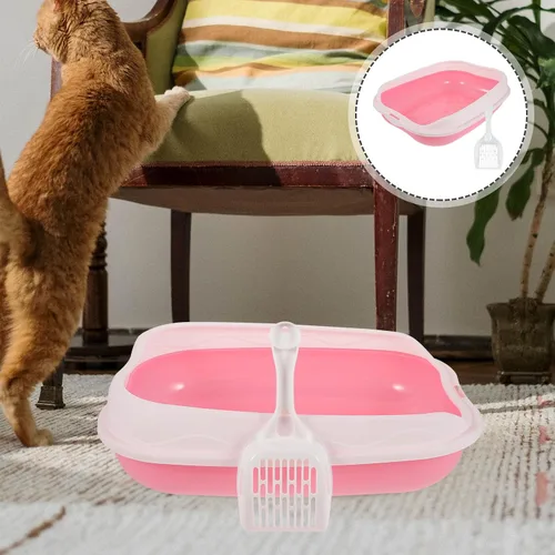 Vista 8 de Mipcase 1 juego de caja de arena para gatos de plástico rosa gatito