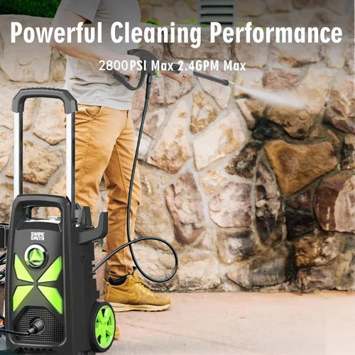 Vista 2 de 2800 Max PSI 2.4 GPM Lavadora eléctrica con mango telescópico, lavadora de autos con 4 boquillas de conexión rápida, cañón de espuma