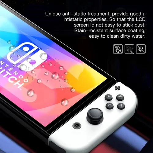 Vista 5 de MAEXUS Switch OLED, protector de pantalla de vidrio templado, protector de pantalla transparente HD para Nintendo Switch OLED, antihuellas
