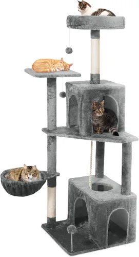 Vista 9 de Árbol para gatos, torre de gato de 54 pulgadas para gatos de interior, condominio de felpa de varios niveles para gatos con postes rascadores