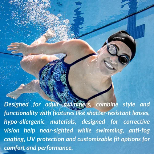 Vista 4 de Sporti Gafas ópticas antivaho unisex para adultos, gafas de natación -1.5D a -8.0D, gafas de natación antivaho para hombres y mujeres, anti UV