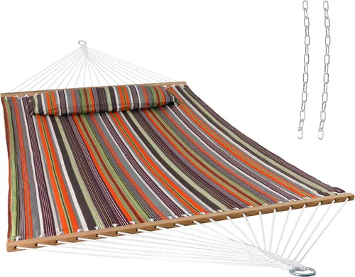 Vista 18 de Sunnydaze Hamaca Acolchada para Exteriores con Barras Separadoras - Hamaca Doble de Servicio Pesado con Capacidad de 450 Libras para Exteriores