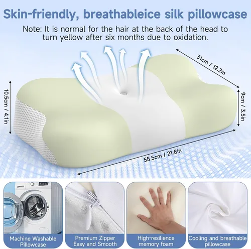 Vista 6 de Almohada cervical para el cuello de espuma viscoelástica ergonómica de un