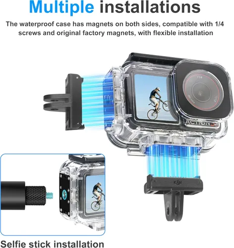 Vista 4 de FitStill Funda impermeable subacuática de 196 pies/196.9 ft con interfaz magnética de liberación rápida compatible con DJI Osmo Action 5 Pro/Action