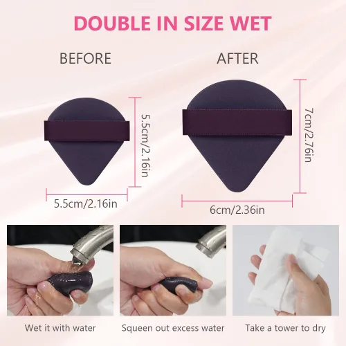 Vista 6 de Ainiv 6 esponjas de maquillaje con cojín de aire para base, soplos de polvo triangulares con estuche portátil, esponjas de maquillaje secas