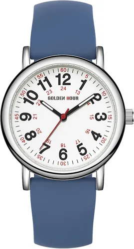 Vista 2 de GOLDEN HOUR Reloj de enfermera impermeable para profesionales médicos estudiantes mujeres y hombres varios colores esfera luminouse de fácil lectura