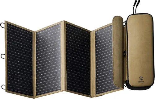 Vista 10 de NESTOUT Panel solar portátil, puertos USB-C y USB-A, cargador solar de 14 W para campamento, nailon Ripstop repelente al agua, diseño compacto