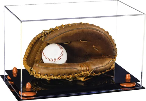 Vista 30 de Better Display Cases Vitrina de guantes de béisbol de acrílico transparente con elevadores negros (A011/V16)
