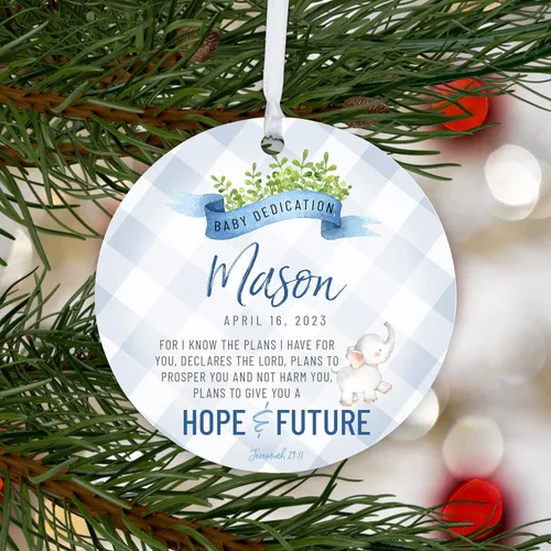 Vista 6 de LifeSong Milestones Ideas de adornos colgantes redondos personalizados para dedicación para bebés, para celebrar los preciosos momentos de la vida