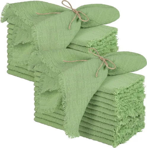 Vista 15 de TURSTIN 12 Piezas de Servilleta de Lino de Algodón Servilleta de Tela Hecha a Mano con Flecos 17 x 17 Pulgadas Servilletas Suave para Cenas Bodas