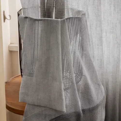 Vista 4 de Cortinas traslúcidas grises de 54 pulgadas de largo, juego de 2 paneles de lino plisado atemporal para privacidad, 2 paneles, 25 x 54 pulgadas, gris
