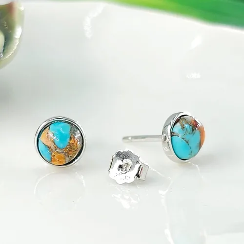 Vista 79 de Pendientes naturales de 0.236 in con chapado en oro blanco sobre plata de ley, bisel cabujón de piedras preciosas regalo de joyería para ella