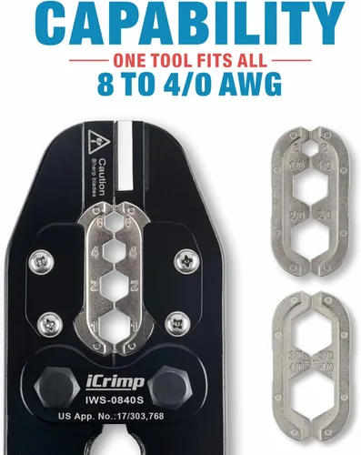 Vista 3 de iCrimp Kit de Herramientas de Engaste de Terminales de Cable de Batería para Terminales de Anillo de Cobre AWG 8, 6, 4, 2, 1, 1/0, 2/0, 3/0, 4/0