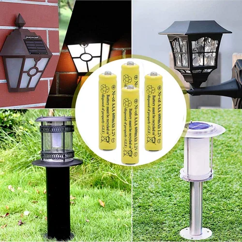 Vista 9 de 1.2 V AAA NiCd 600mAh Triple A batería recargable célula para luces solares lámpara de jardín (paquete de 20 AAA)