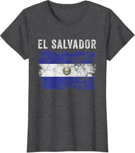 Vista 3 de Bandera de El Salvador envejecido - Hombres Mujeres - Camiseta de la bandera salvadoreña, Negro