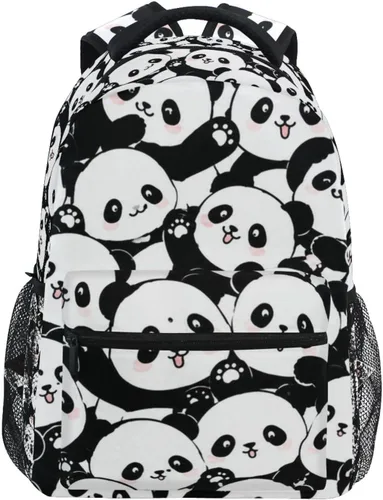 Vista 11 de ATTX Mochila Panda personalizada con tu nombre y texto para computadora Negro