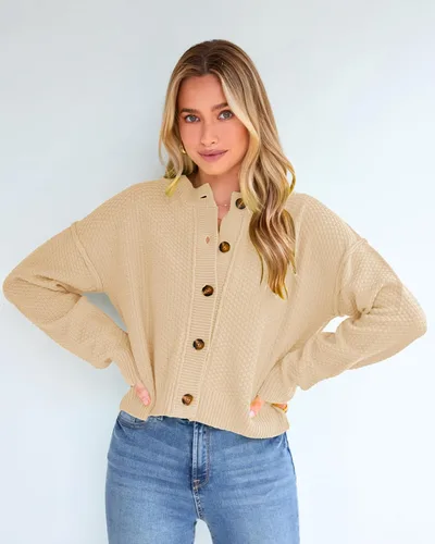 Vista 8 de PRETTYGARDEN Womens Open Front Button Down Cropped Cardigan