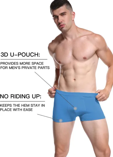 Vista 4 de YOULEHE - Paquete de bóxers de rayón para hombre, elásticos, de tela suave de bambú