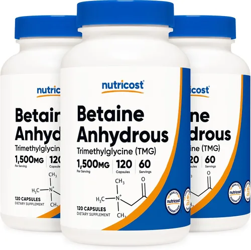 Vista 8 de Nutricost Betaína anhidra Caps 1500mg, 60 porciones por botella (2 botellas)