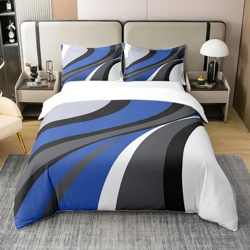 Vista 10 de Erosebridal Juego de ropa de cama geométrica de 100 % algodón, tamaño individual, funda de edredón de remolinos rojos, blancos y grises, funda